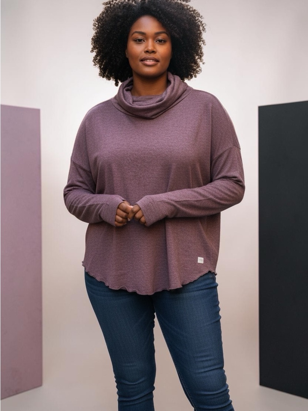 🆕 Soybu - “So Soft" Funnel Neck Top - Heather Plum - NWT